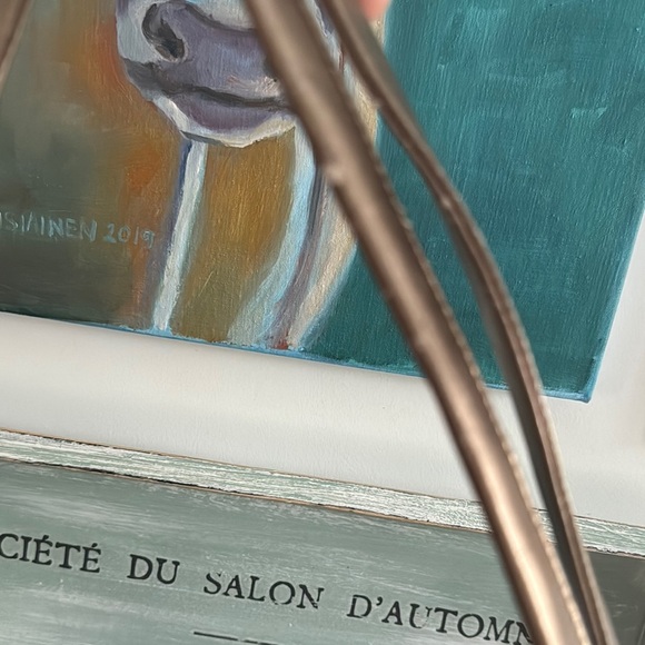 Purple and Brown Geometric Tote Bag with Faux Leather Metallic Handles - Picture 7 of 10